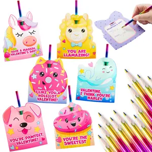 28Pcs Pencil with Kids Valentines Cards for Classroom Exchange Party Favors 2025 Valentine Exchange Cards