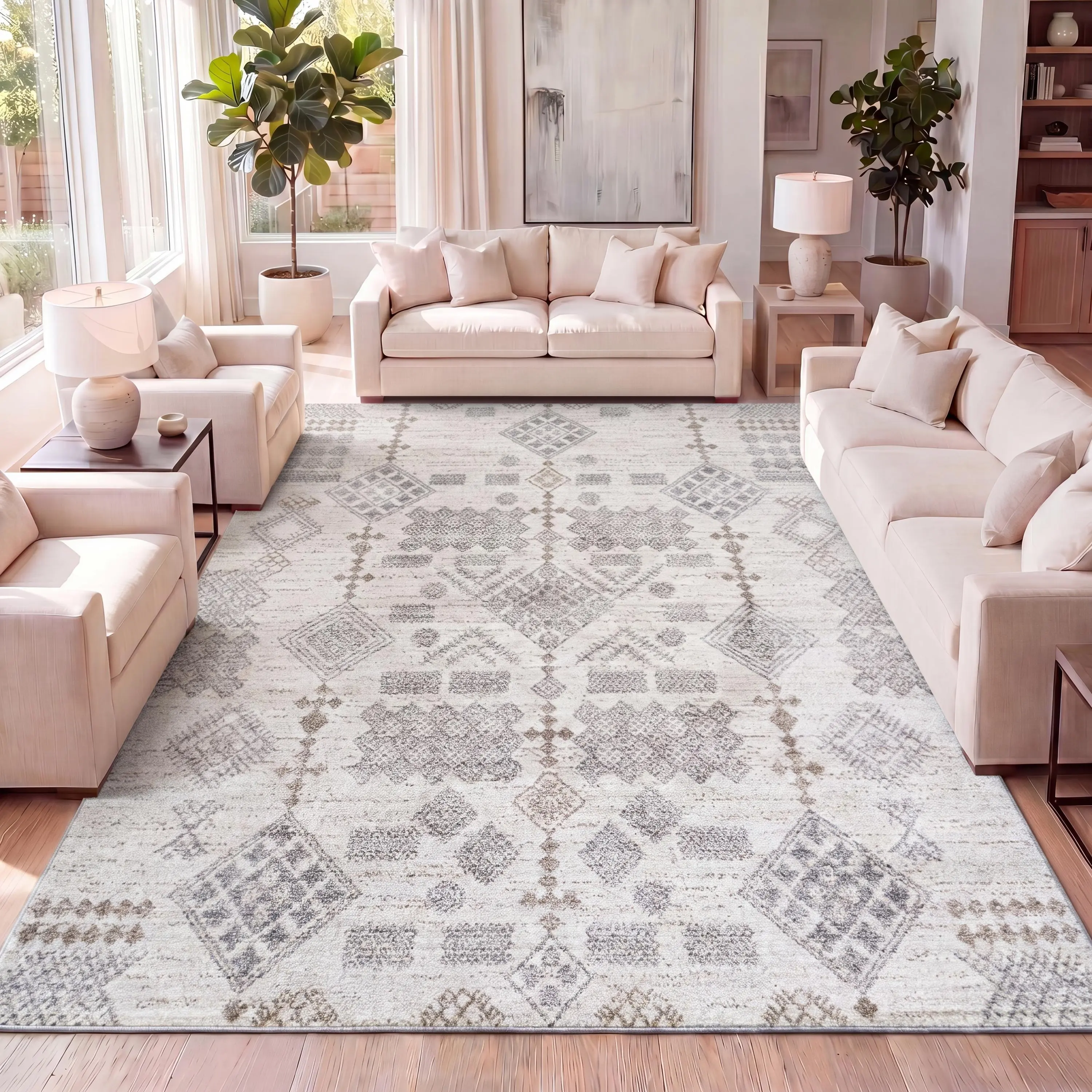 JONATHAN Y Bhalil Berber Diamond Geometric Indoor Area Rug, Home Decor Rug, Living Room Decor for Bedroom, Office