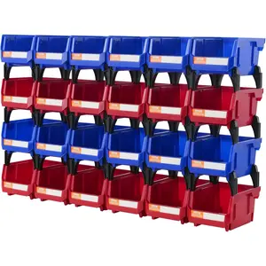 Father's Day Gift VEVOR Plastic Stackable Storage Bins 24 Pack (5 x 4 x 3-Inch), Hanging Stackable Storage Organizer Bins, Heavy Duty Stacking Containers for Closet, Garage, Office, or Small Parts Organization