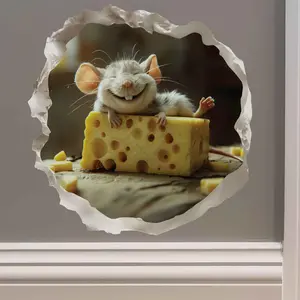 Happy Cheese Mouse Hole Decal