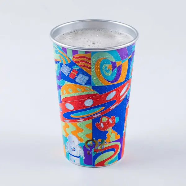 Cold-Activated Color-Changing Aluminum Beer Mug - Hidden Geometric Art Design, 0-500ml Portable Reusable Eco-Friendly Tumbler, Pour-Compatible Kitchenware Drinkware for Beer/Coffee, Gift-Ready Surprise