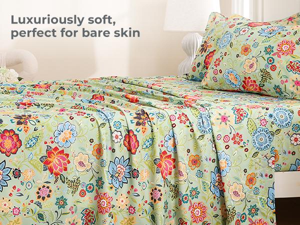 Bedlifes Bamboo Blend Bed Sheet Set Cooling & Silky Soft Floral Bedding Sheets Breathable Comfort Deep Pocket Fit 14-21" Mattress Bedlifes Bamboo Blend Bed Sheet Set Cooling & Silky Soft Floral Bedding Sheets Breathable Comfort Deep Pocket Fit 14-21" Mattress