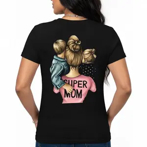 Super Mom Hugging Kids T-Shirt, Women's Proud Mommy Of Boys & Girls Graphic Tee, Heartwarming Family Life Soft Short Sleeve Apparel for Her and Mother, Aesthetic Mother's Day Birthday Gift Fashion Top, Viral Trendy Retro Christmas Streetwear Shirt