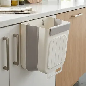 Hanging Trash Can for Kitchen Cabinet Door, 2.64 Gallon Hanging Trash Can with Space-Saving Design, Collapsible Waste Bin for Kitchen,Cabinet Door, Bathroom, RV, Car & Camping