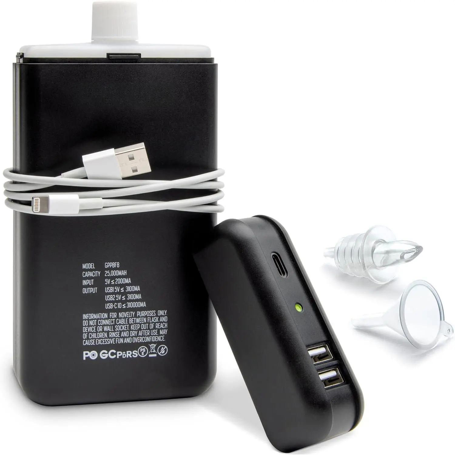 Power Bank Flask (8 oz) - Hidden Alcohol Travel – Secret Liquor Container for Beaches  Cruises and Sports Events Includes Funnel &amp; Spout