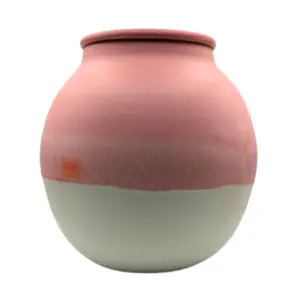 Adult Cremation Urn - White with Pink