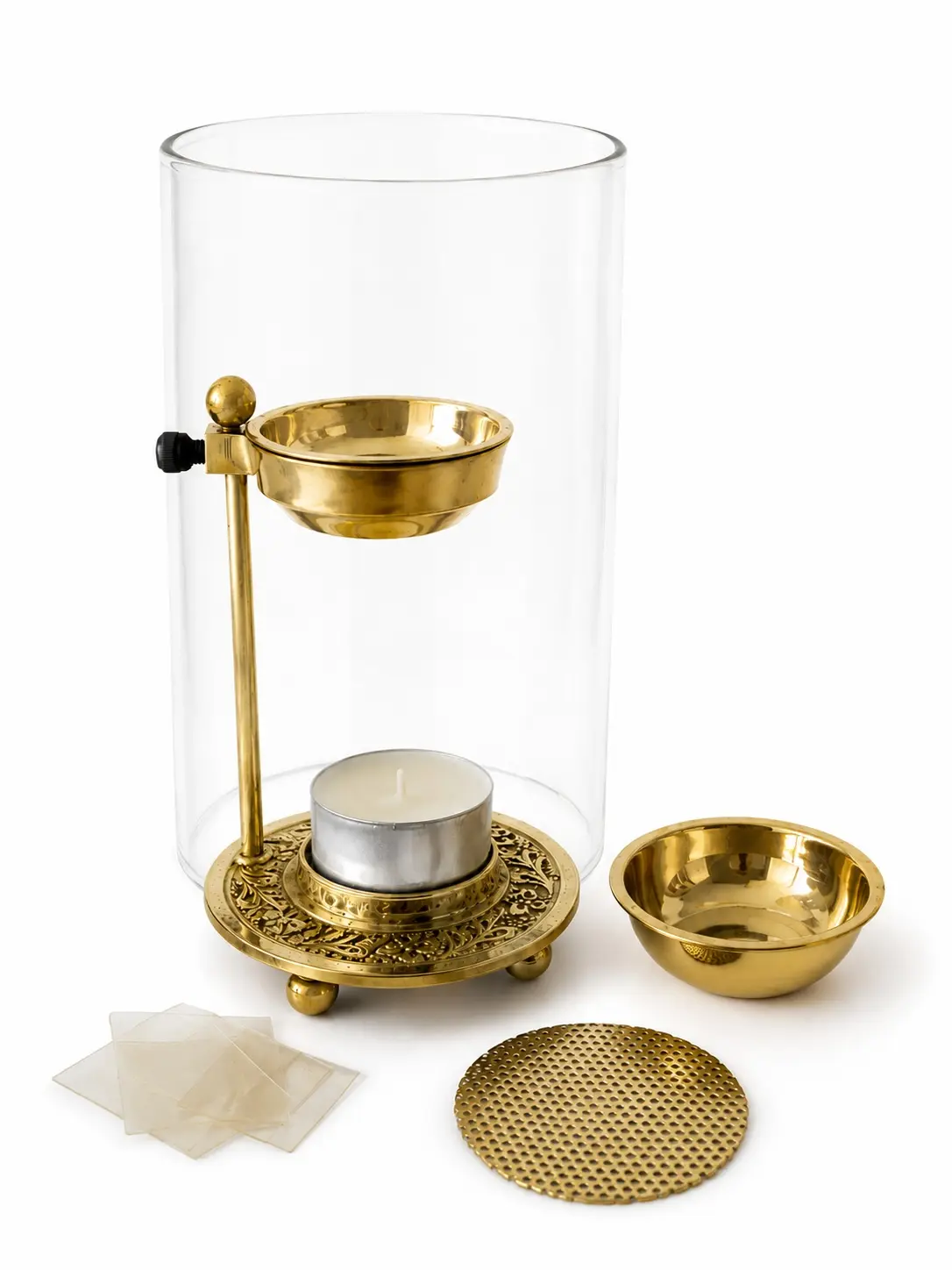 Adjustable Brass Incense Burner Glass Set, natural incense Fragrance Scented