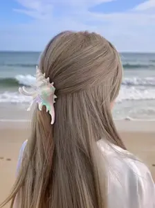 Mermaid Seashell Hair Clip, Beach Vacation Style Hair Clip, Back-Of-Head Half-Up Shark Clip, Stylish, Lightweight, Secure Hold and Convenient Hair Accessory
