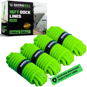 Rhino USA Heavy-Duty 16' Dock Lines - Boat and Marine Tie Down Rope