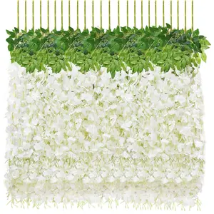 36 Pack Wisteria Hanging Flowers,Hanging Flowers,Fake Wisteria, Hanging Flowers for Decoration,Artificial Flowers,Vines for Bedroom, Wisteria for Wedding Decorations for Home Party(3.6 Ft/Pcs, White)