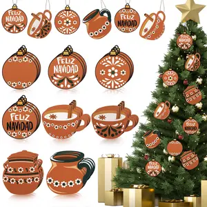Christmas Clearance Sale Mexican Christmas Tree Ornaments Wooden Barro Terracotta Plastic Conchas Ghost Hanging Navidad Decorations for Xmas Gatherings Family Parties Holiday Party Gift Bulk