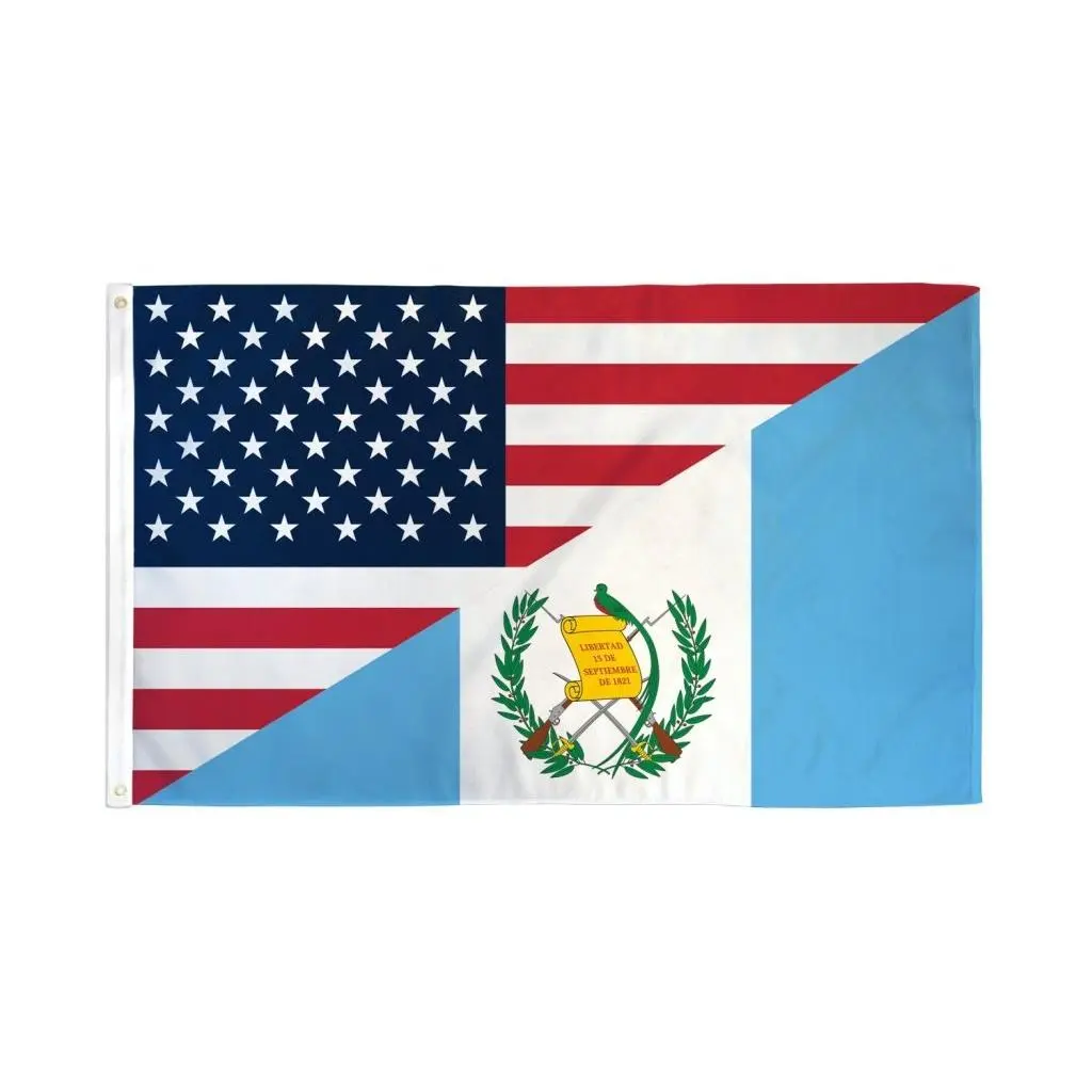 3x5ft Polyester Dye Sublimation USA-Guatemala Combination Print Festive Flag, Outdoor US Festive Flags, Polyester Fabric Backdrop for Home & Party Decorations, Festive Festive Flags