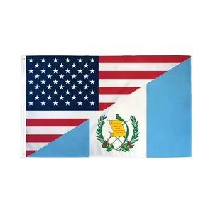 3x5ft Polyester Dye Sublimation USA-Guatemala Combination Print Festive Flag, Outdoor US Festive Flags, Polyester Fabric Backdrop for Home & Party Decorations, Festive Festive Flags