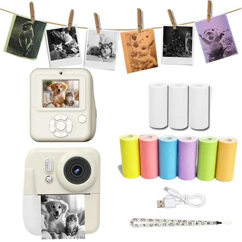 Portable Pocket Q10 Mini Photo Sticker Printer, Includes 3 Rolls Paper & 6 Rolls Color Paper, Outdoor Party Family Use, Perfect Gift