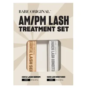 AM/PM Lash Treatment Set, Includes Essential Lash Serum & Enhancing Lash Conditioner, Babe Lash Eyelash Serum & Conditioner, Easy Application, Promotes Thicker and Longer-Looking Lashes