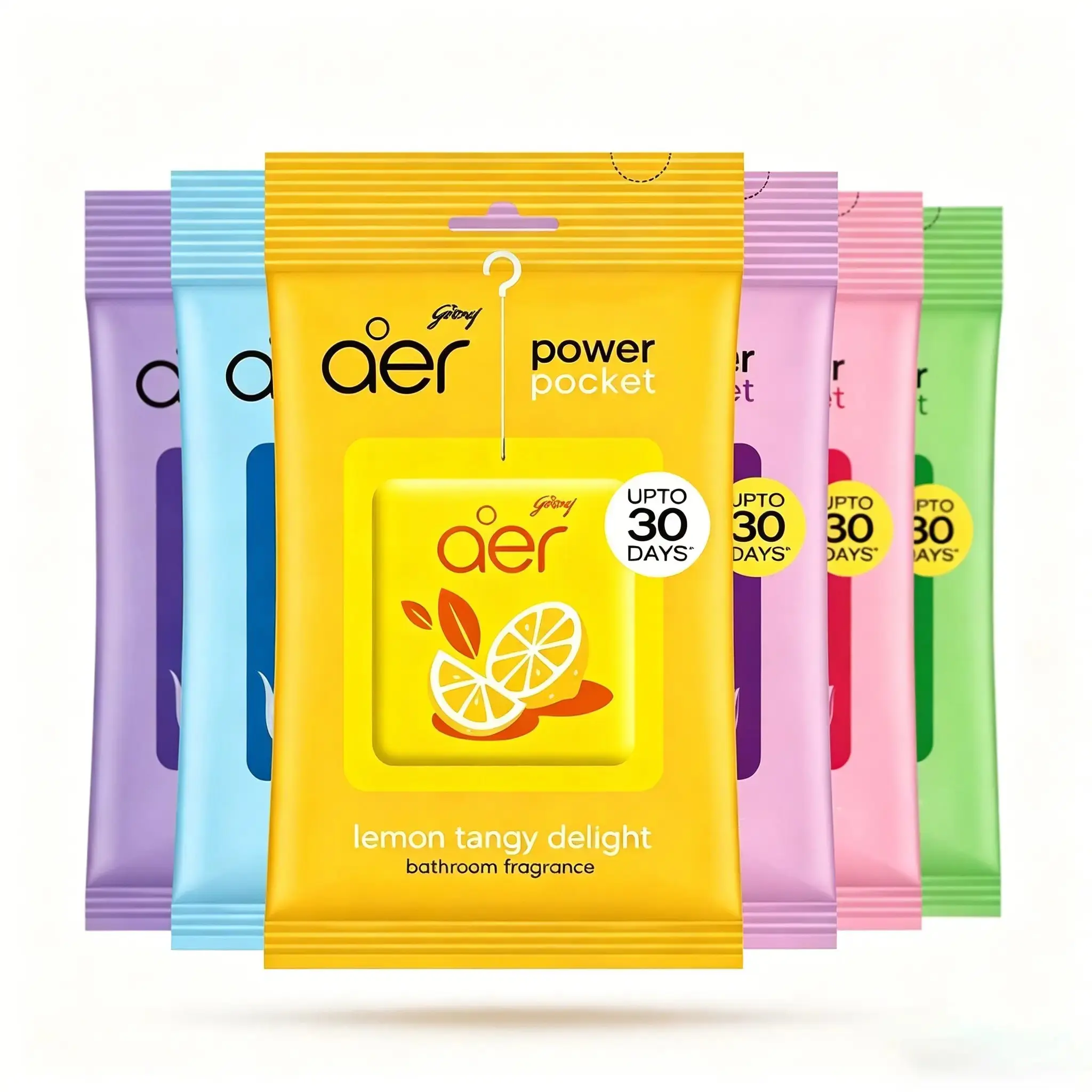 Mystery Box – 6 pcs Surprise Random Aromas - Godrej Aer Power Pocket, Hanging Air Freshener, Mixed Fragrance Pack of 6, Toilet & Car Fresheners