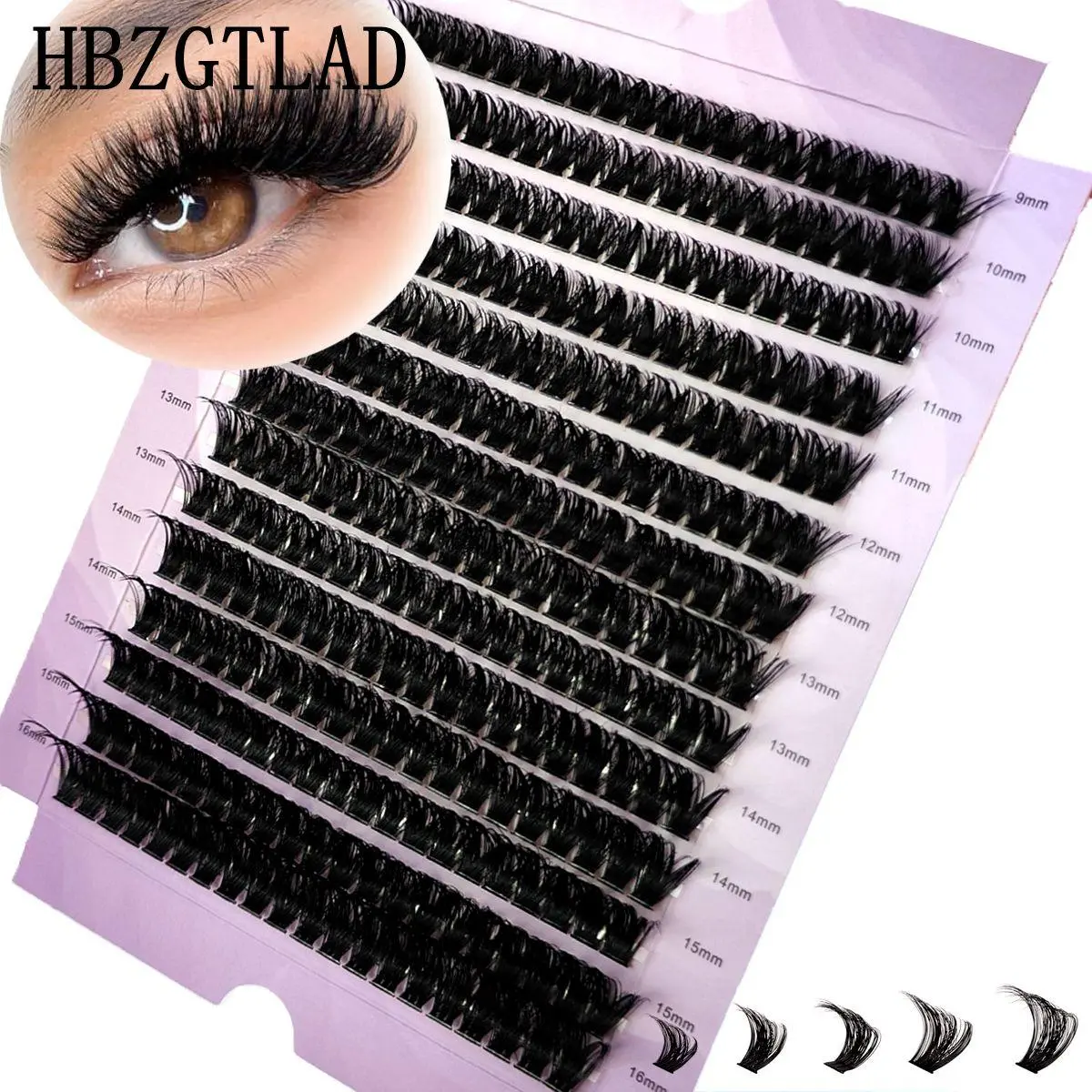 Purple Box 60D-160D Eyelash Clusters 9-16mm Mix Tray Wispy Individual Lashes Extensions 14Rows DIY Mink False Eyelashes Makeup 2026 New