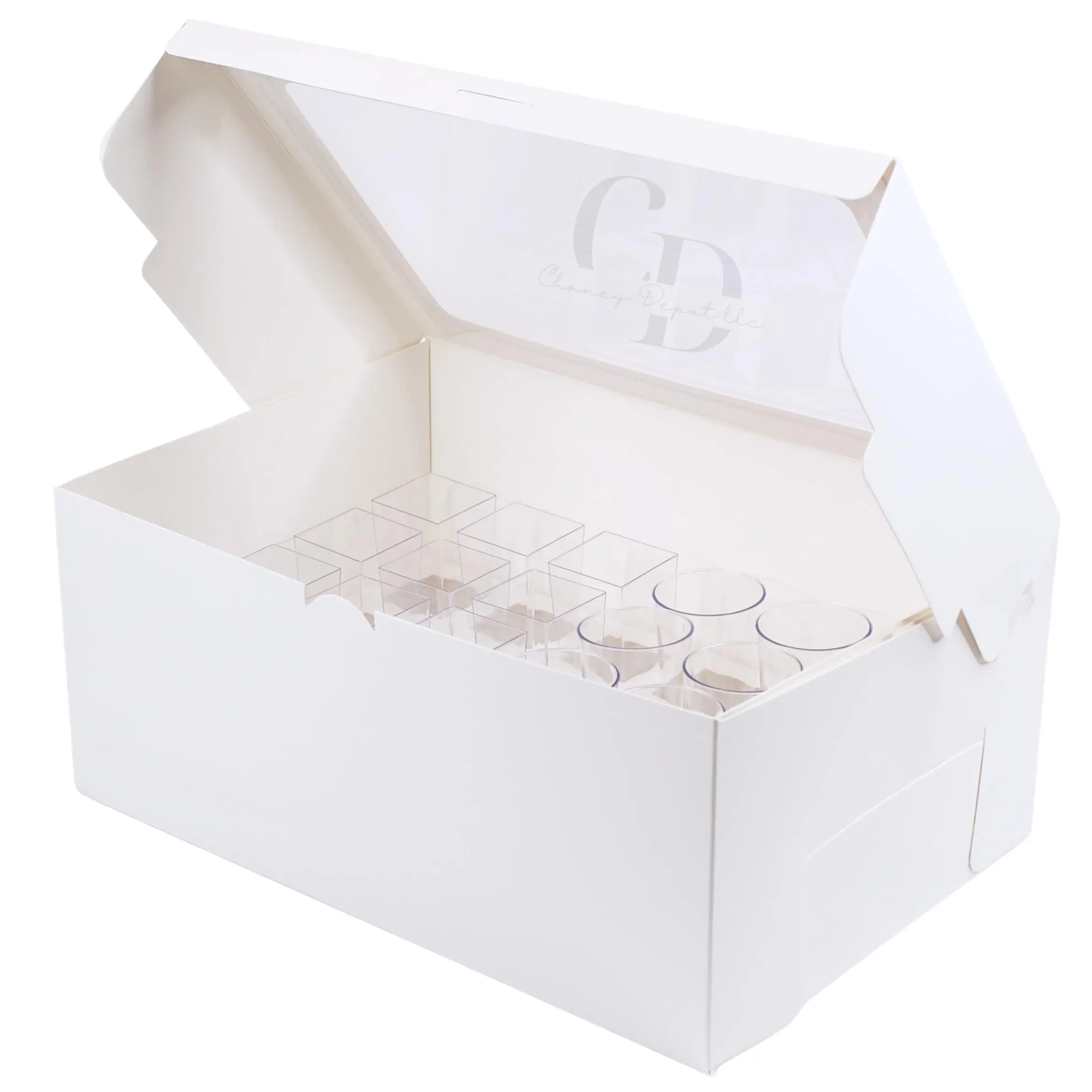 Dessert Shooter Box for 24 3oz cups round and square shooter cups- Paper box