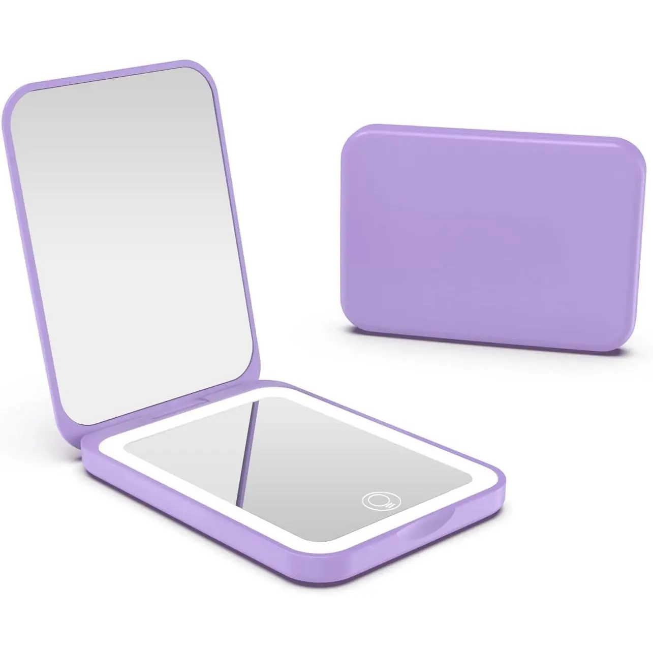 2025 Pocket Mirror, Rechargeable Dimmable 3 Color Lighting 1X/3X LED Compact Travel Makeup Mirror for Purse, Portable, Folding, Handheld, Small Lighted Mirror for Women , Purple