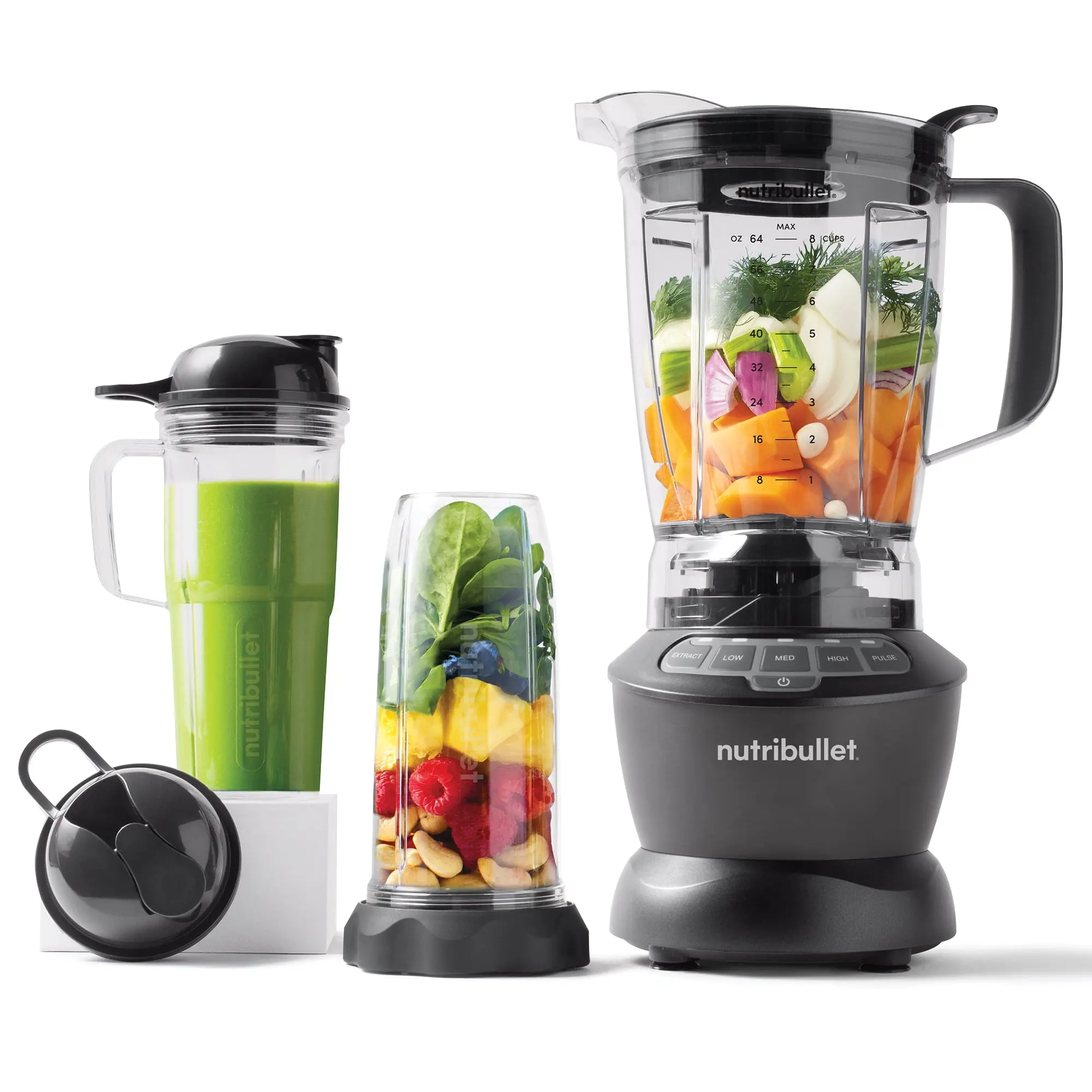 Nutribullet Full-Size Jug Blender Combo (NBF50500) - 1200 W, 64 oz., Dark Gray, Kitchen Household Appliance