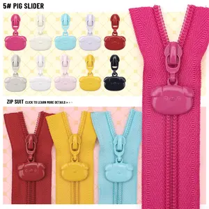 Zipper Set: 4.5m Zipper + 10 Pig-Shaped Zipper Heads, Colorful Nylon Zippers for DIY Wallets, Stationery Bags, Sewing Replacement