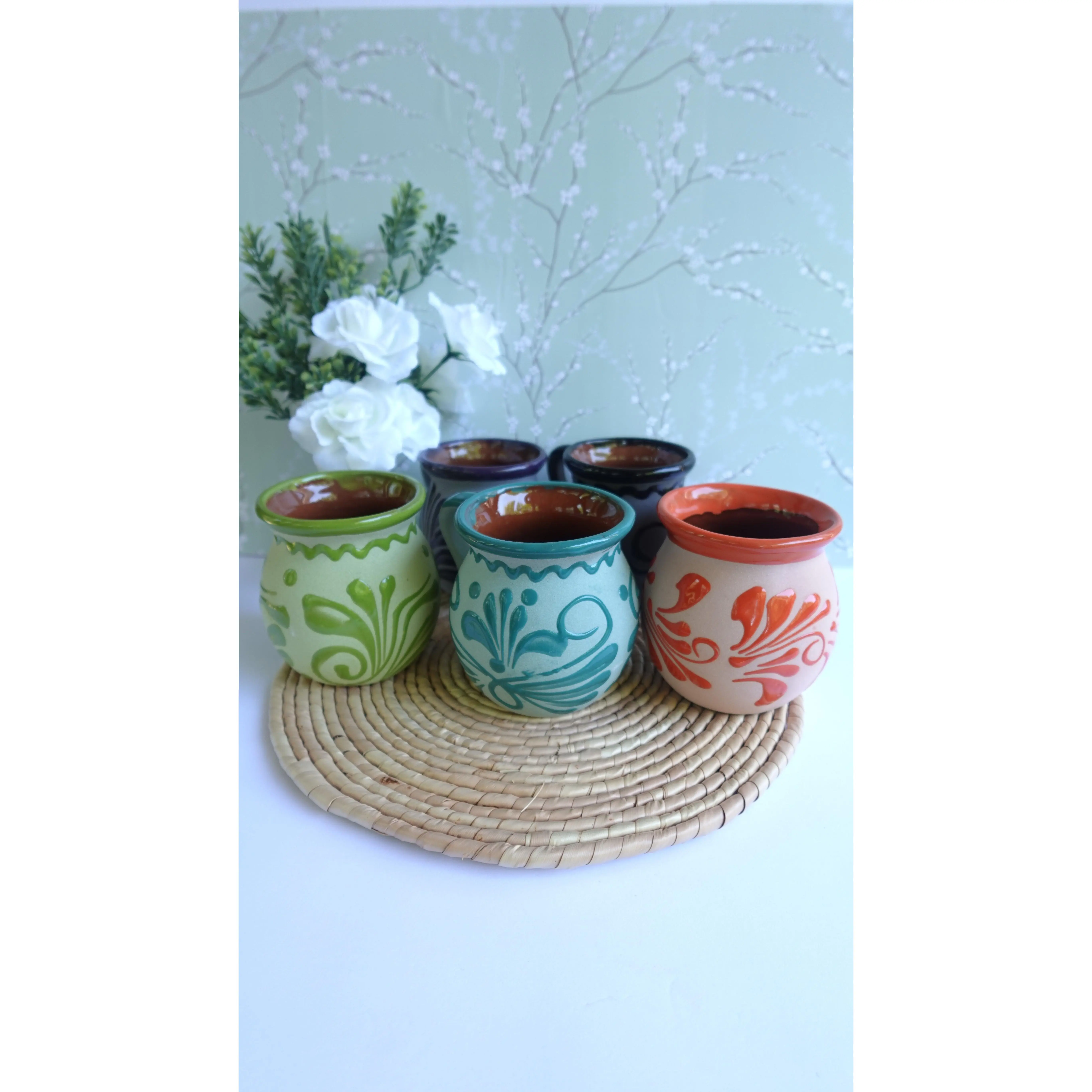 Handmade Mexican Traditional Pottery Mug - Solid Color Artisan Cup for Coffee, Tea - Charcoal Option Available, Choose Your Color