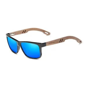 KINGSEVEN Polarized Sunglasses Men's Wooden Fashion Retro Sunglasses Black Walnut WoodHD Lenses Anti-UV 5508 Summer Fashion
