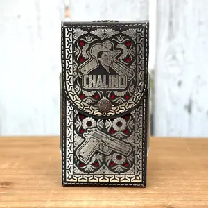 Silver “Chalino” Western Leather Laser-Cut Phone Holster | Made in Mexico