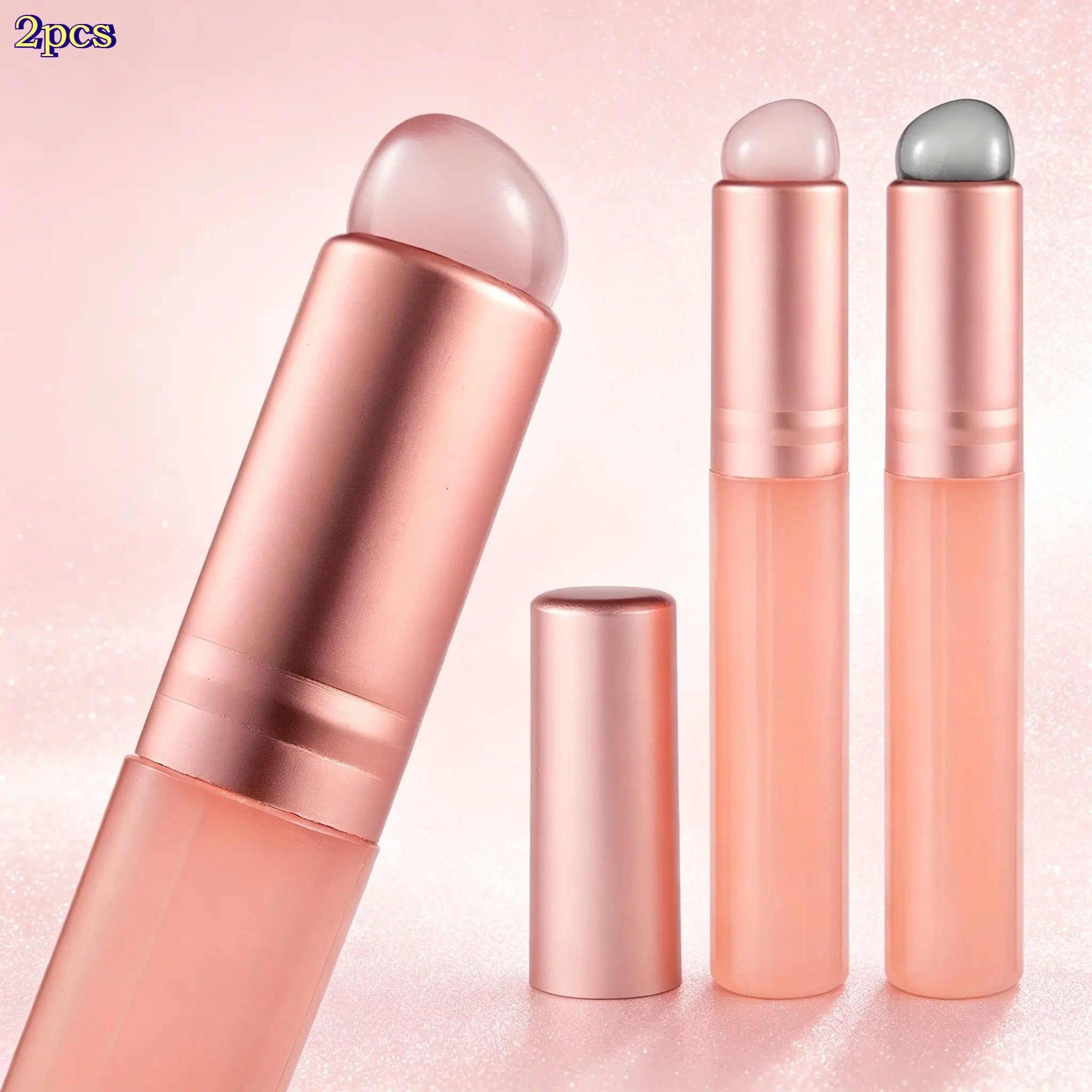 2Pcs Silicone Lip Brush With Cover Soft Portable Multi-functional Makeup Beauty Tools Lip Essentials