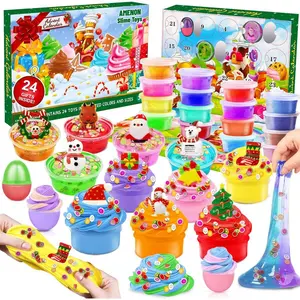 Christmas Advent Calendar 2025 with Slime for Kids, 24 Days Christmas Countdown Calendars Non-Sticky Crystal Clear & Butter Slime Stress Relief Toys for Boys Girls Toddler Xmas Stocking Stuffers Gifts
