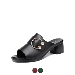 USS Shoes Olivia Women's High Heels Fashion Rhinestone Leather Slippers