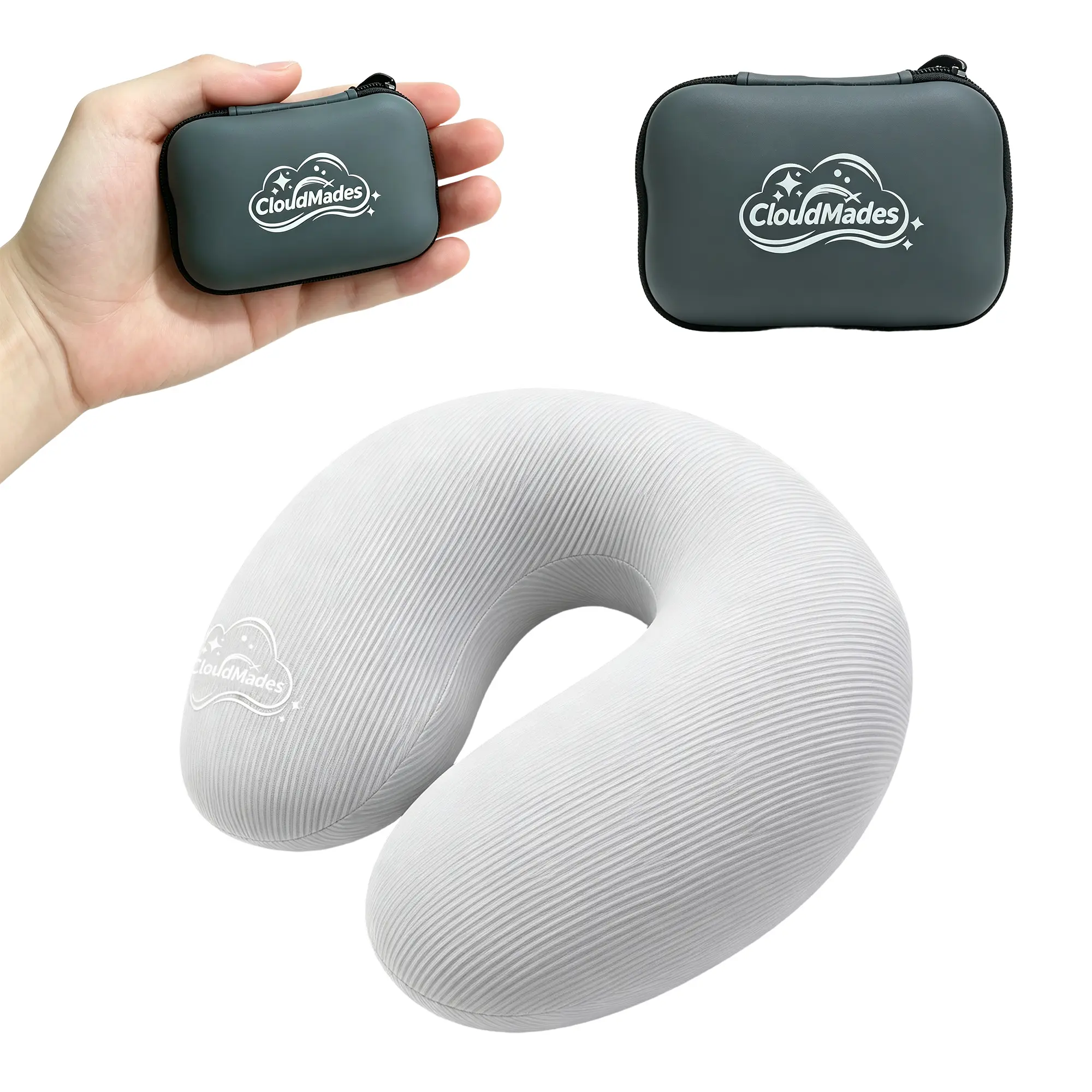 Travel Neck Pillow, Premium Inflatable 360° Head Support, Ultra-Lightweight at Only 2.4 oz, Breathable & Washable Cover, Portable Storage Box, Ideal for Airplane, Train, and Car Travel