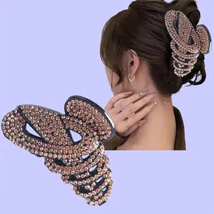 Vintage Rhinestone-Adorned Non-Slip Hair Claw Clip, Elegant Hair Accessory for Enhancing Hairstyle Appeal