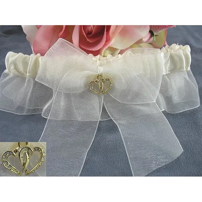 Double Rhinestone Hearts Wedding Garter