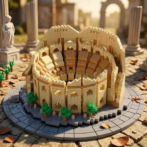 1500+pcs Roman Colosseum Building Blocks, World Famous Landmark Model Kit, Creative 3D Puzzle Toy, Decoration, Gift for Adults