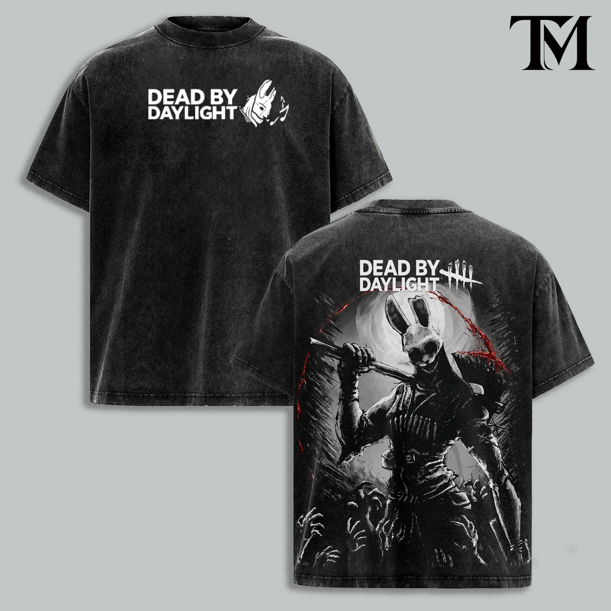 Dead by Daylight Huntress Washed Graphic T-Shirt, Oversized Heavyweight Cotton Horror Game Tee, DBD Killer Streetwear Shirt, Unisex Gamer Gift for Men and Women