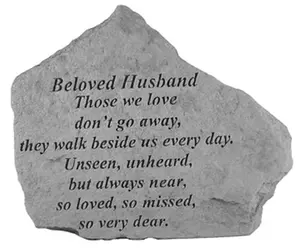 212 MAIN Weatherproof Cast Stone Outdoor Memorial Sign, 6.875x5.5in Beloved Husband Decor, Novelty Decor Sign for Loved Ones