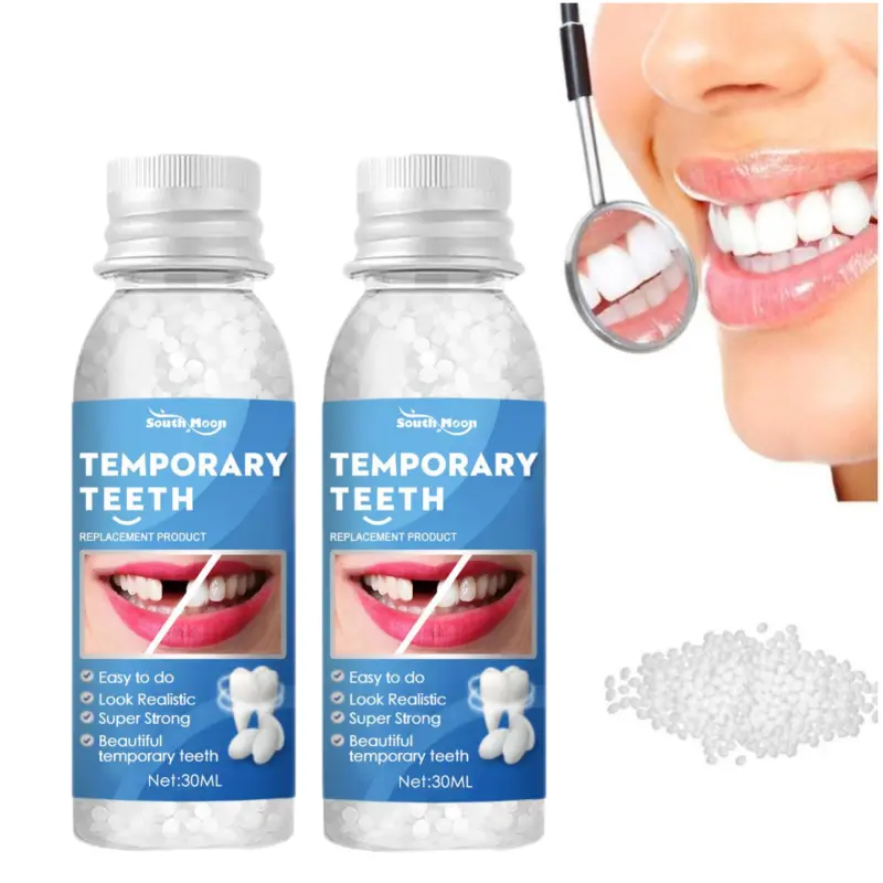 Moldable Cosmetic Dental Gel Denture Kit - 1pc 30ml Lightweight Oral Solution, Beautiful Temporary Teeth for Cavities, Filling, Broken Teeth Replacement, Easy to Do Halloween DIY Fangs Makeup Accessory
