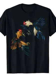 Men'S 3D Rooster Print T-Shirt| Vibrant Color Block Short Sleeve Crew Neck Tee with Rooster Graphic, All-Season Fit, Casual Shirt for Casual Attire & Weekend Outfits, Durable Knit Fabric