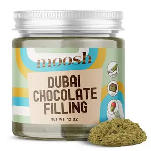 Moosh Dubai Chocolate Bar Filling – Viral Dubai Pistachio & Kataifi Spread for Desserts, Toast, and Candy Making (12 oz)