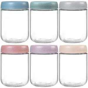 6-pack 16 oz Overnight Oats Containers with Lids, Glass jars with Airtight Lids, Wide mouth Mason Salad jars, Glass Food Storage Containers for Snacks Yogurt Spice Sugar