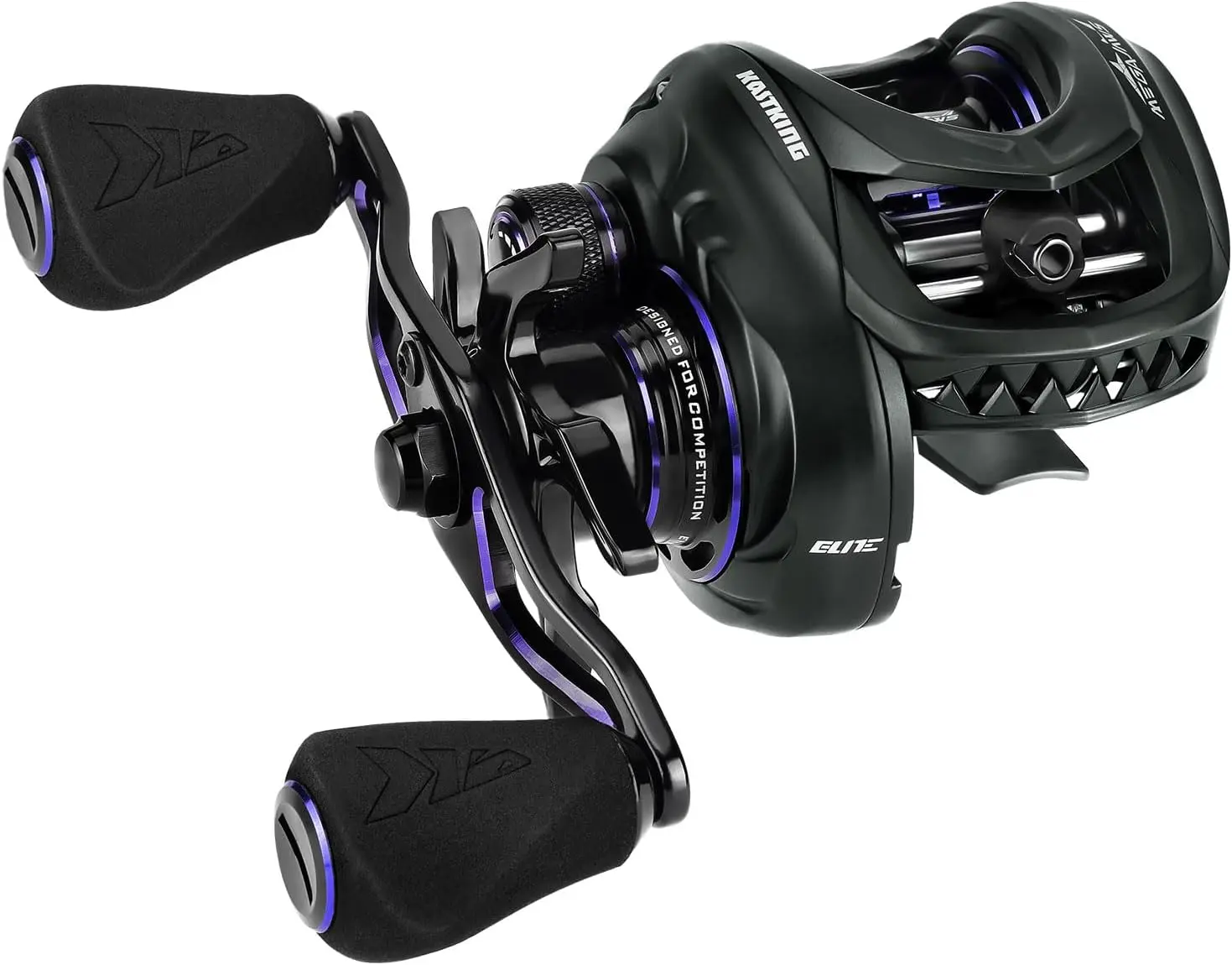 KastKing MegaJaws Elite Baitcasting Fishing Reel, NewAutoMag Dual Braking System, Only 6.7oz, 17.64 LBs CarbonFiber Drag, 11+1 Shielded BB, High Speed 5.4:1 to 9.1:1 GearRatios(Shallow Spool version)