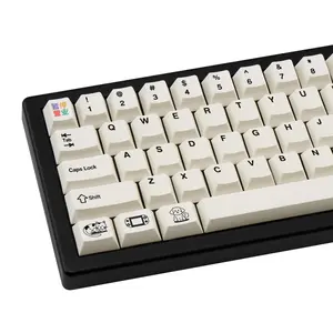 130 Keys White Keycaps Minimalist PBT Custom Key Caps Cherry Profile Dye Sublimation Keycap Set for Cherry MX Gateron Kailh Switches Mechanical Keyboard  collection , Leisurely Theme Wide Compatibility