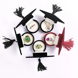 Graduation Gift Box Set, Grad Cap Ring Earring Jewelry Case, Commemorative Wedding Proposal Badge Medal, Perfect for Celebrations & Gifts