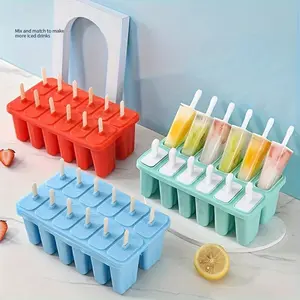High Quality BPA Free Silicone Popsicle Molds Set, 10 Piece Large Capacity Popsicle Maker with 50 Sticks, Brush and Funnel for Homemade Ice Cream