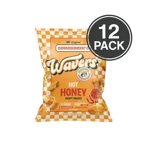 WAVERS by Doughbrik's Snacks, Hot Honey Flavor 0.5 oz Bags, Crispy Crunchy Texture Perfect Anytime Snack Made in the USA