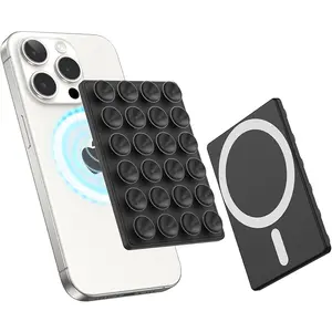 Magnetic sticky phone suction cup for MagSafe, detachable wireless charging, durable magnet silicone portable holder for iPhone 12 13 14 15 16 17 series Wireless Charging Bracket