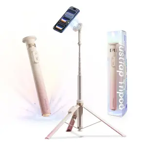 KraftGeek JustTap Ombré Peach Magnetic 66" Selfie Stick Tripod for iPhone 17 & Pixel 10, Automatic Tap-to-open Phone Tripod, Compatible with MagSafe, Fits iPhone 12-17 Series, MagSafe Case & Other Phones with Metal Ring