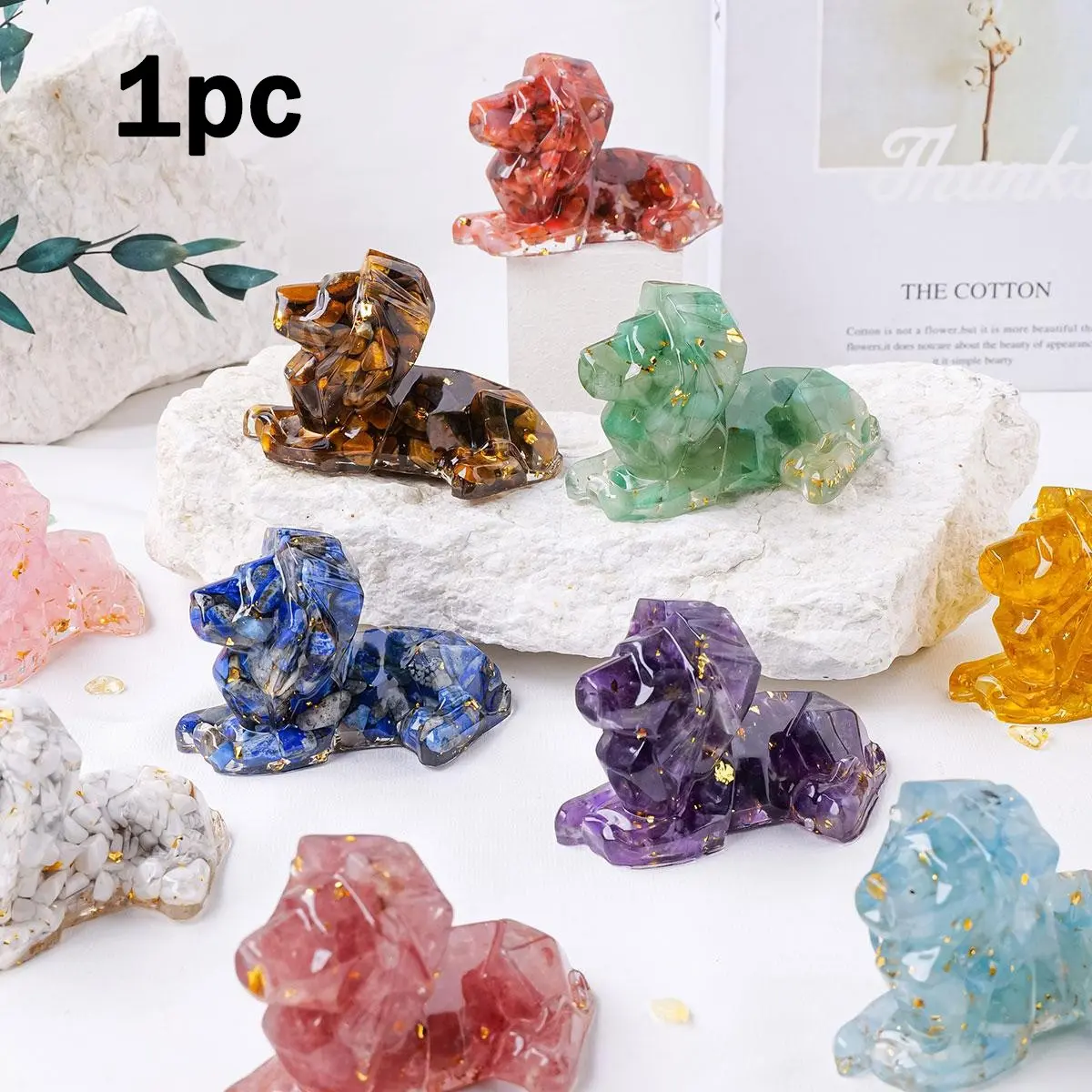 Natural Crystal Drip Glue Lion Statue, 1 Count Creative Animal Shaped Ornament, Meditation & Spiritual Growth Ornament, Home Decor, Crystal Carvings, Crystal Decorative Ornaments