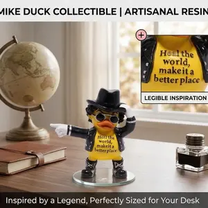 HODAO Summer 2026 | Handmade Resin Duck Statue in Cool Leather Jacket, 4th of July Independence Day Decor, Meaningful Home Desk Gift, Father's Day